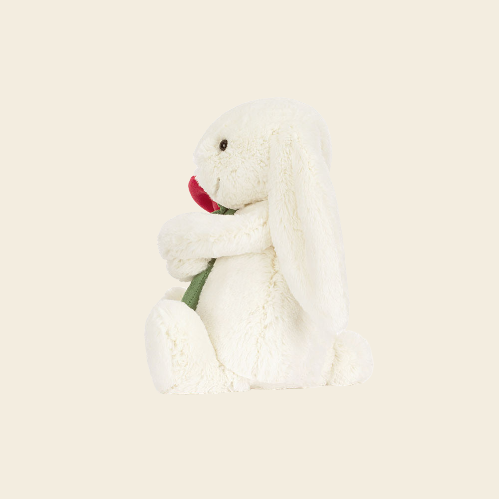 Cream Bunny with Rose